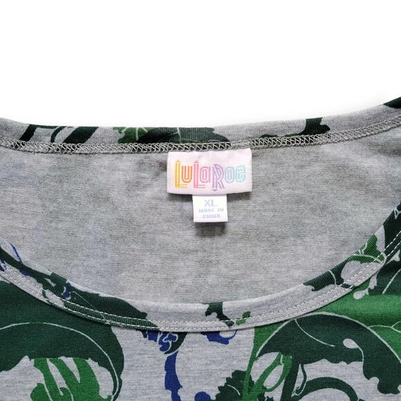 Lularoe Julia Gray Blue Floral Sheath High Neckline Knee Length Dress Sz XL - Picture 8 of 8